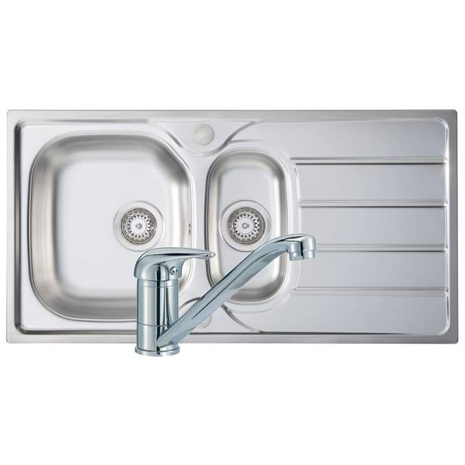 Prima 1.5 Bowl 965 x 500mm Stainless Steel Sink & Single Lever Tap Pack