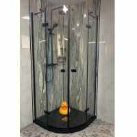 Vodas 8 Stella 800 Frameless Hinge Door Quadrant Shower Enclosure - Black