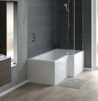 Nuie 1700 x 850mm Square L Shape Shower Bath - Package Deal