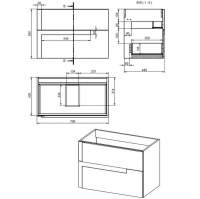 Jux Wall Hung 2 Drawer Basin Unit & Co-ordinating Basin 805mm - Matt Black & Glass