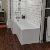 Nuie 1700 x 850mm Square L Shape Shower Bath - Package Deal