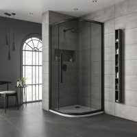 Vidalux Pure 1200 Hydro Massage Shower Cabin - 1200 x 800mm - Left Handed - Black Glass