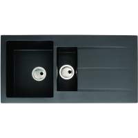 Abode Zero 1.5 Bowl & Drainer Granite Inset Kitchen Sink - Black Metallic