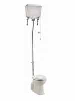 Burlington High Level WC with White Aluminium Cistern and Fittings P2 T59 T30CHR