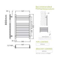 Abacus Elegance Plana Towel Rail - 800 x 500mm - Anthracite