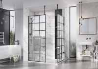 Roman Showers Select 400 Matt Black Pivoting Deflector Panel 443mm Width (10mm Glass)