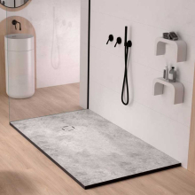 Lujo Lineal 1400 x 900mm Black Slate Shower Tray