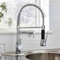 Scudo Rycka Spring Pull-Out Kitchen Mixer Tap - Brushed Nickel 