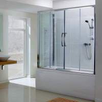 Lakes Bathrooms Shower Curtain Panel Bath Screen - 300 x 1500 - Silver 