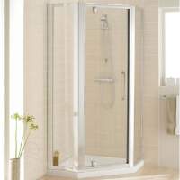 Lakes Classic Semi-Framed Pentagon Bi-fold Shower Door with Side Panels - Silver