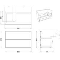 Pomeranian 600mm 2 Drawer Wall Hung Basin Unit Inc. Basin - Matt Grey