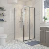 Lakes Classic 1000 White Semi-Frameless Bifold Shower Door
