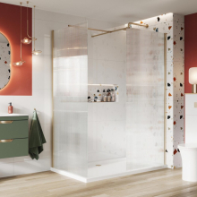 Scudo S8 1200mm Brushed Brass Fluted Glass Wetroom Panel