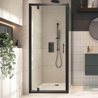 Scudo S6 900mm Matt Black Pivot Shower Door