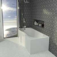 Overberg DOUBLECAST 1700 x 850mm P Shape Shower Bath Pack