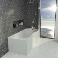 Beaufort Shannon 1700 x 850 P Shaped Shower Bath - Right Hand