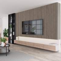 Wooden Slat Feature Acoustic Wall Panels - Natural Oak