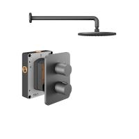 Abacus Shower Pack 1 Round Fixed Shower Arm And Head - Matt Anthracite