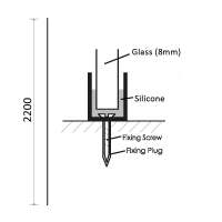 Aquadart Wetroom 10mm Glass Wall Profile & Support Arm Kit - Polished Silver