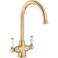 Blanco Vicus Twin Lever Satin Gold Kitchen Tap