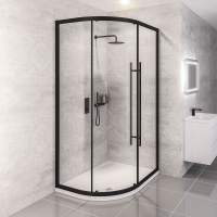 Vantage 2000 Matt Black Offset Quadrant Shower Enclosure 1200 x 800