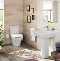 Ankam 4 Piece Set, Rimless Comfort Height Toilet & Basin