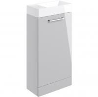Vouille 410mm Floor Standing Basin Unit & Close Coupled Toilet Pack - White Gloss