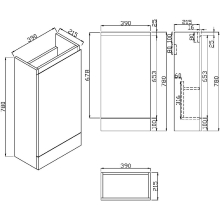Vouille 410mm Floor Standing 1 Door Basin Unit & Basin - Grey Gloss