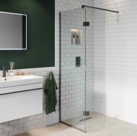 Abacus Walk In Shower Screen 700mm With Brushed Bronze Hinged Return 350mm