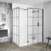 Aquadart 900mm Matrix Black Grid Wetroom 8 Shower Panel