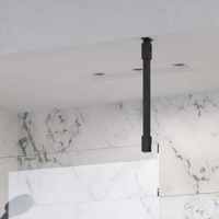 Roman Black Square Wetroom Glass Straight Support Bar For 6, 8 & 10mm Glass