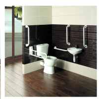 Arley Doc M Pack - Disabled Bathroom High Toilet, Basin and Blue Grab Rails 