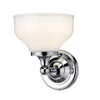 Burlington LED Bathroom Round Wall Light with Chrome Base & White Fine Pleated Shade - ELBL12