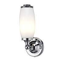 Burlington LED Bathroom Round Wall Light with Chrome Base & White Fine Pleated Shade - ELBL12