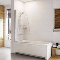 Vessini E Series One Part Bath Shower Screen 800 x 1410mm with Towel Bar