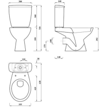 Scudo Denza Open Back Close Coupled Toilet with Soft Close Seat