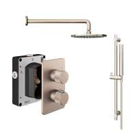 Abacus Iso Pro Shower Pack 2 Fixed Shower Head With Riser And Handset - Brushed Nickel