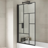 Scudo S6 Krittal Black Grid Bath Shower Screen