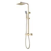 Orkney Series 2 Brushed Brass Square Dual Head Shower Kit - Highlife Bathrooms