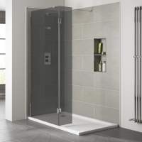 Aquaglass+ 900mm Smoked Glass Walk-in Shower Enclosure by Frontline Bathrooms
