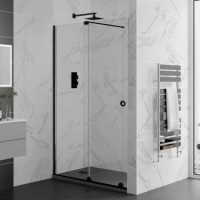 Rolla 8 1200mm Matt Black Recess Frameless Sliding Shower Door