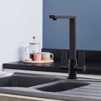 Jeroni Chef Brushed Nickel & Black Pull Out Kitchen Mixer Tap  - Francis Pegler Comap