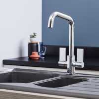 Blanco Candor Twin Brushed Steel Kitchen Tap - 526703