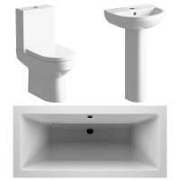 Whistle Bathroom Suite, Double Ended Bath 1700mm, Basin & Toilet 