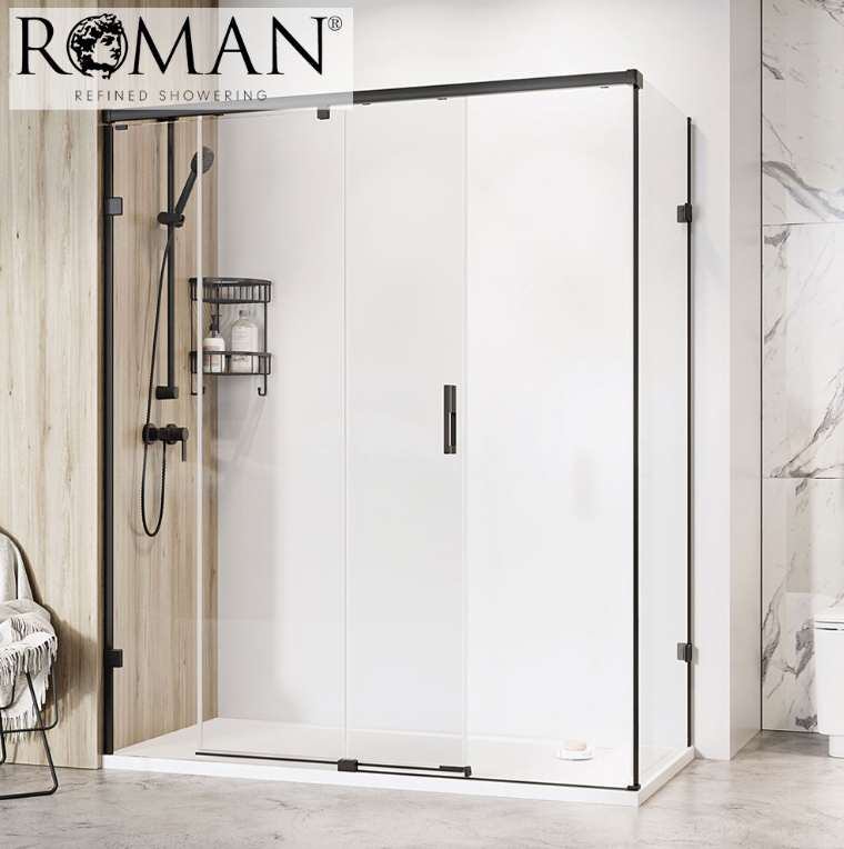Roman Liberty 1700 x 800mm Sliding Door Shower Enclosure for Corner Fitting - 10mm Glass
