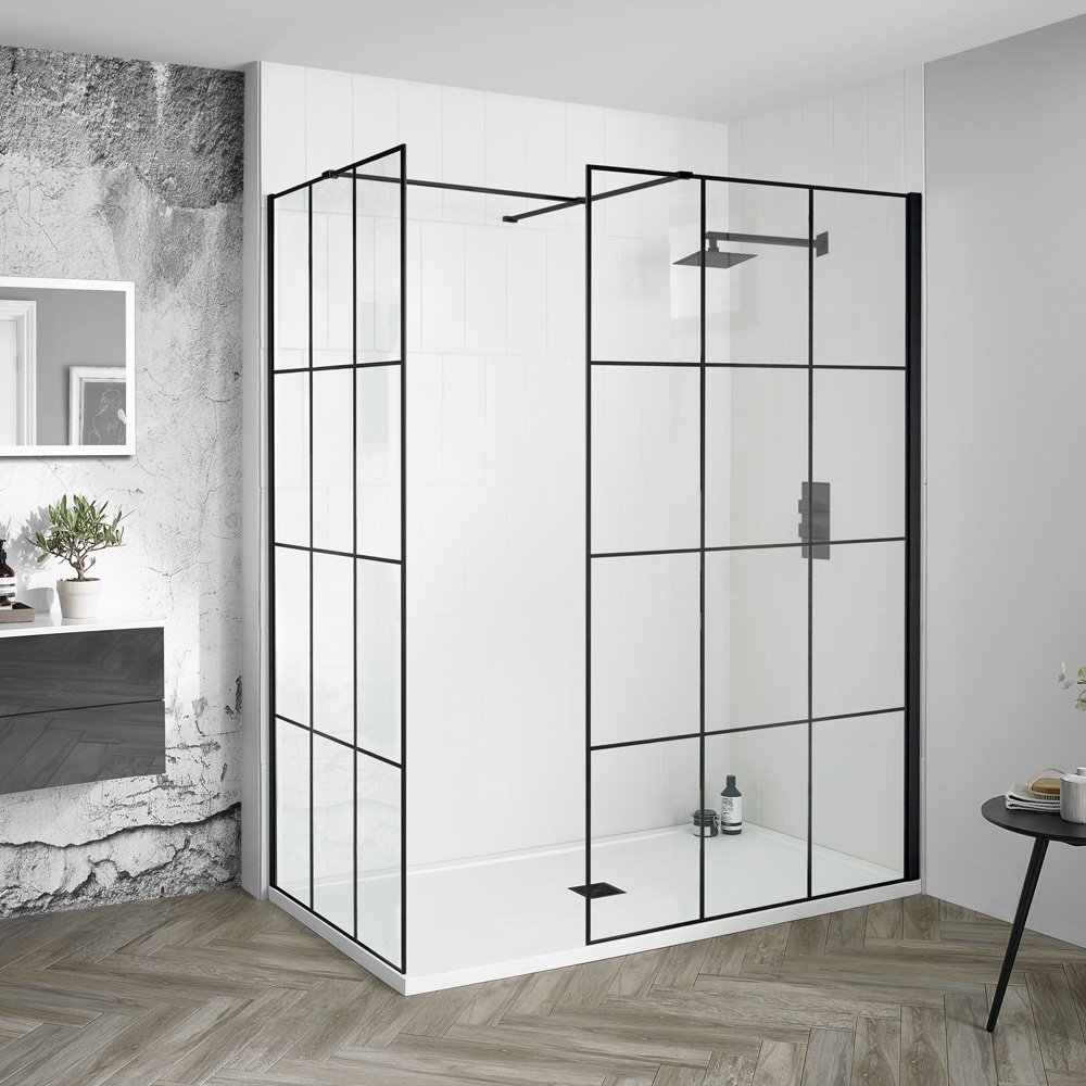 Aquadart 1200mm Matrix Black Grid Wetroom 8 Shower Panel