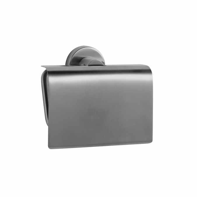 Tecno Project Brushed Nickel Toilet Roll Holder with Flap - Origins Living