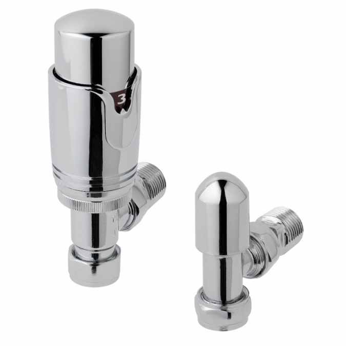 Eastbrook Angled Chrome Thermostatic Radiator Valves TRV Inc Lockshield