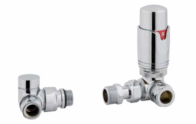 Eastbrook Corner Chrome Thermostatic Radiator Valves TRV Inc Lockshield