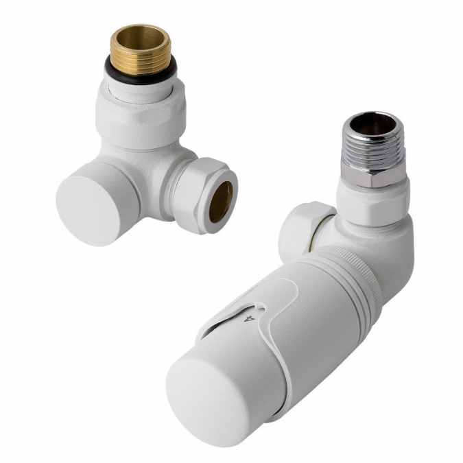 Eastbrook Corner White Thermostatic Radiator Valves TRV Inc Lockshield